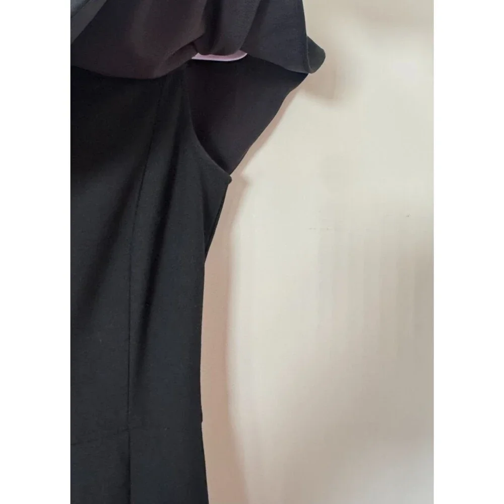 Zara Womens Dress Size S Black Stretch Off Shoulder Classic Midi Cocktail Sheath_6